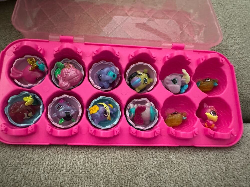 Hatchimals Colleggtibles Mini Figures with Pink Storage Egg Carton Lot Of 12